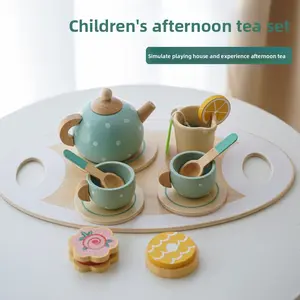 Wooden pretend play set, realistic Danish ice cream, afternoon tea, children's interactive educational toy
