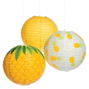 12" Pineapple Hanging Paper Lanterns - 3 Pc.