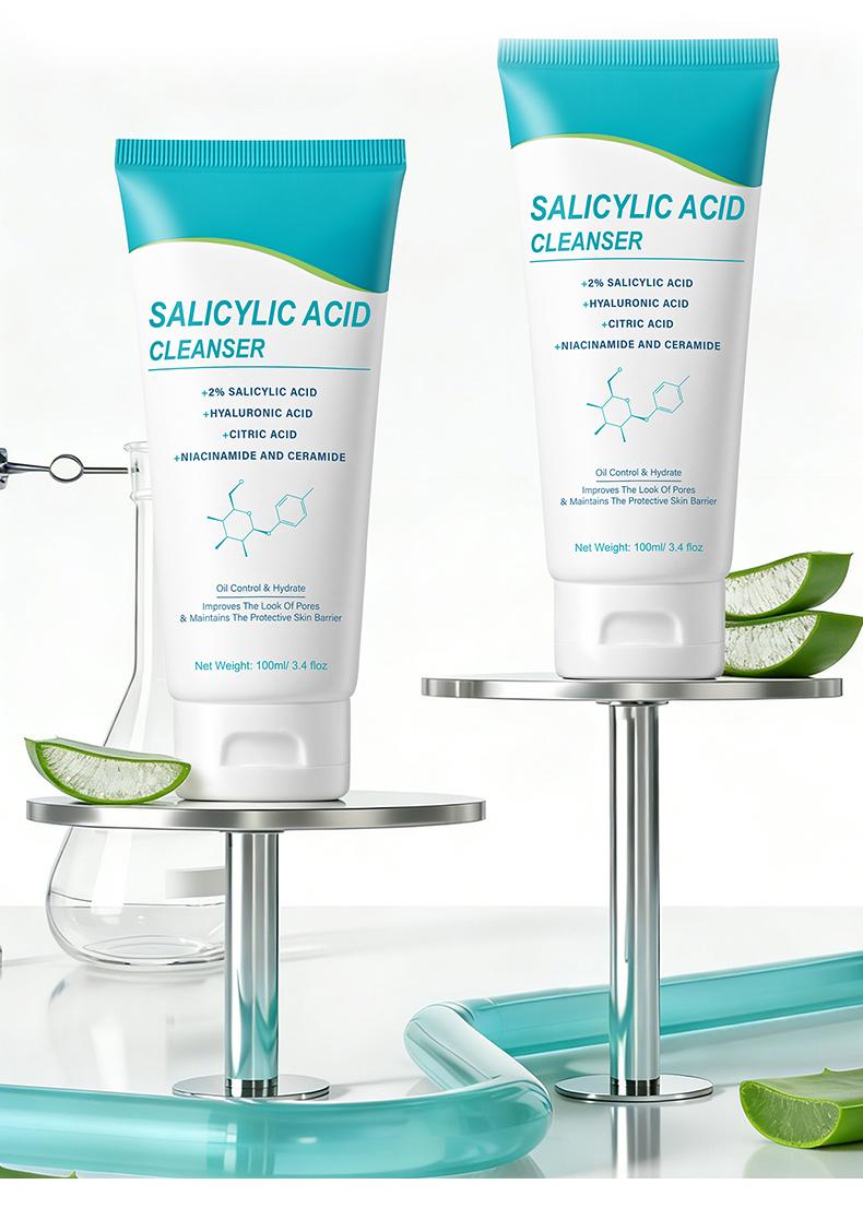 2% Salicylic Acid Cleanser - Hydrating Oil Control Face Wash with Hyaluronic Acid, Niacinamide & Ceramide | Pore Minimizing Acne Cleanser for Oily & Acne Prone Skin, Repairs Skin Barrier, 3.4 fl oz (100ml)