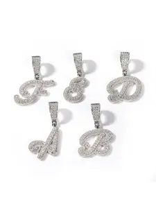 Hip Hop Promotion Iced Out Brush Cursive Letter Capital Initial Pendant Necklace Hip Hop Rapper Alphabet Pendant Jewelry