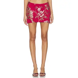 SAU LEE Nico Mini Skirt in Red Sangira