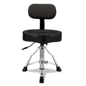 Glarry Hydraulic Drum Throne with Backrest, Hydraulic Drum Stool with Adjustable Height, with Heavy Duty 400LBS, Saddle Design for Drummers, Rotating Drum Stool, with Drumstick