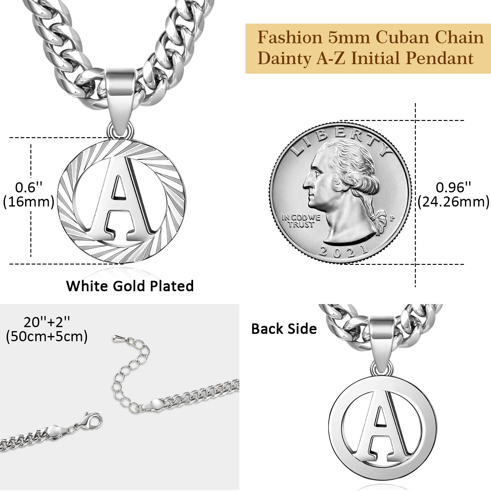 KISSYAN Gold Initial Necklace,14K Gold Plated Round Letter Pendant Hollow Capital Monogram 5mm Cuban Chain Necklace Alhpabets from A-Z Dainty Jewelry for Women Men TikTokShopBlackFriday