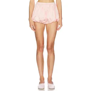 Helsa Sateen Puff Shorts in Shell Pink