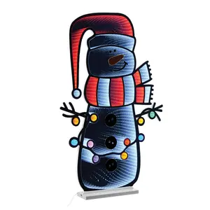 Melrose 95951DS 35 in. Acrylic UL Plug Traditional Festive Decor Snowman with Lights, White & Red (Ekkolight)