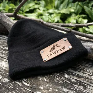 Personalized Mountains Winter Beanie Hat for Pawpaw, Grandpa, Mom, Dad, or more
