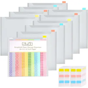 36PCS 12 x 12 Scrapbook Paper Storage Organizer with 100PCS Sticky Index Tabs Holds Scrapbooking Cardstock Vinyl Paper