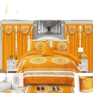 15 pcs Bedspread Set with Luxurious Orange Greek Key Design for Elegant Bedroom Decor