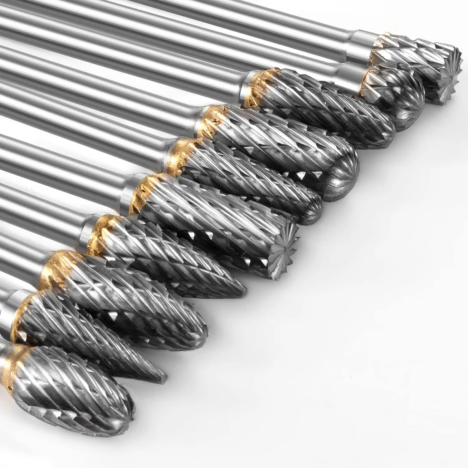 Carbide Burr Set Compatible with  Tool 10Pcs Die Grinder Bits Rotary File Rasp with 1/8" Shank Tool Accessories for Attachments Cutting Burrs Metal Grinding Engraving Porting Double Cut
