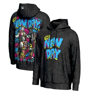 The New Day Graffiti WWE Black Hoodie Pullover Sweatshirt, Colorful Streetwear Style for Fans Who Love Positive Wrestling Energy