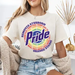 Removes Stubborn Orange Stains Pride T-Shirt, Resist Trump Shirt, Pride Month LGBTQ Shirt, Progressive Political Feminist Shirt, Pride Shirt