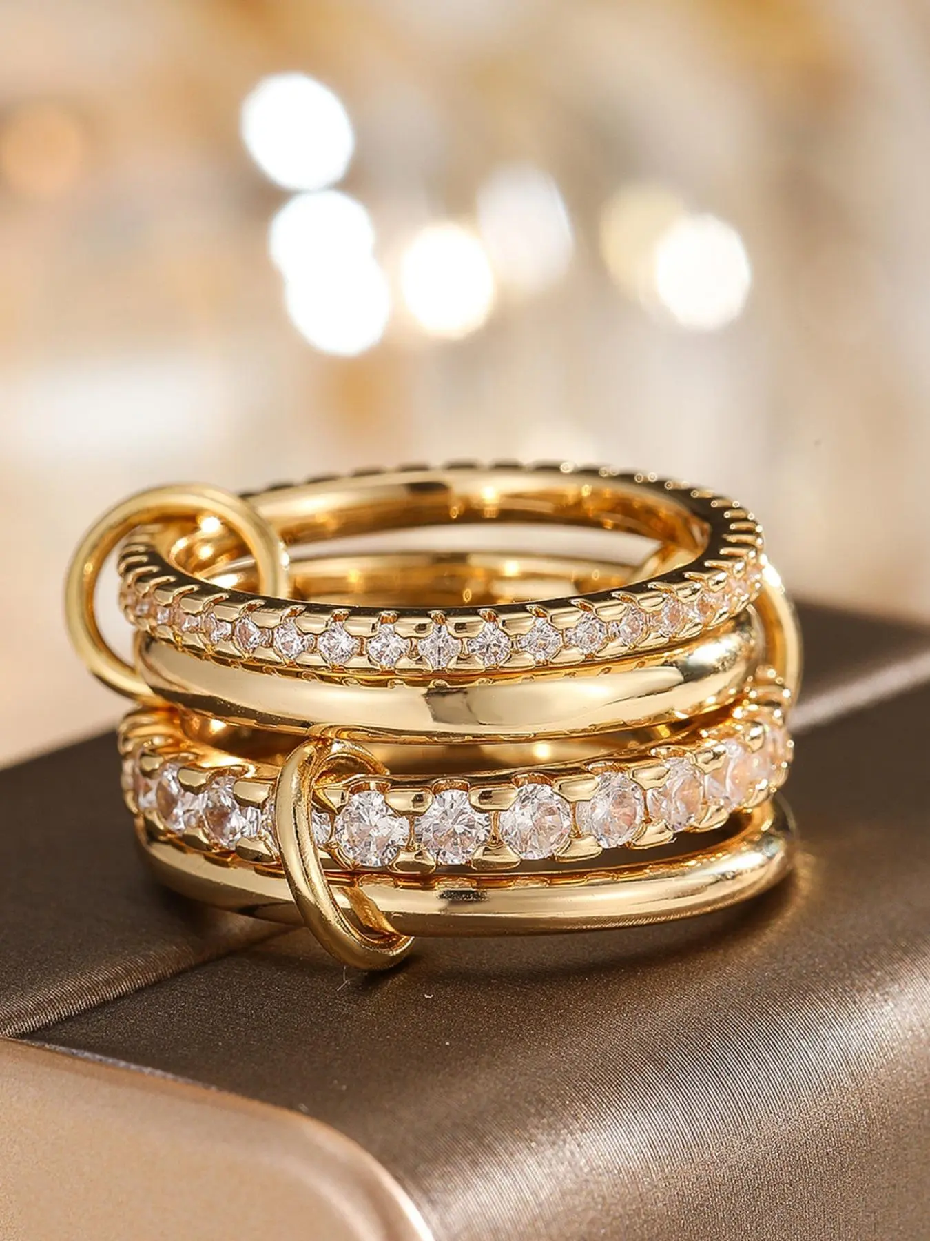 Women's Elegant Rhinestone Decorated Ring, Exquisite Trendy Ring, Fashionable Jewelry for Women As Gift, Statement Multi Ring, Beautiful Rings