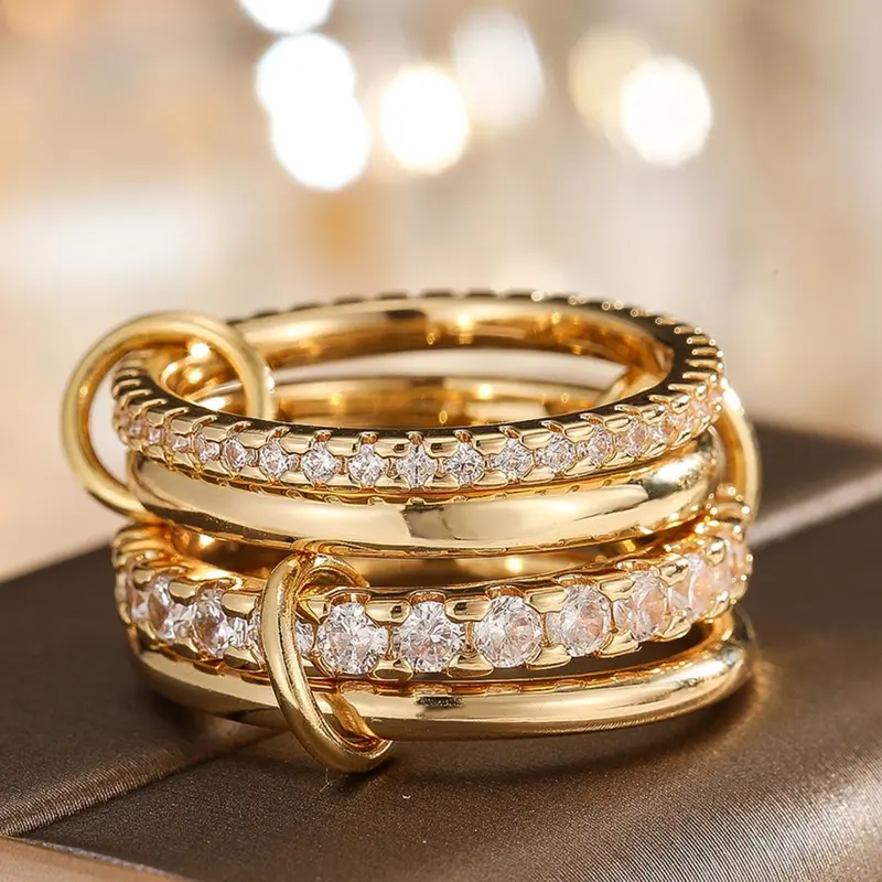 Women's Elegant Rhinestone Decorated Ring, Exquisite Trendy Ring, Fashionable Jewelry for Women As Gift, Statement Multi Ring, Beautiful Rings