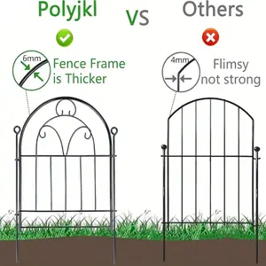 10 Garden Fences, Arc-Shaped Rust-Resistant Metal Fence, Easy Installation, Animal Barrier for Rabbits and Dogs, Outdoor Landscape Beautification, 23"x11ft