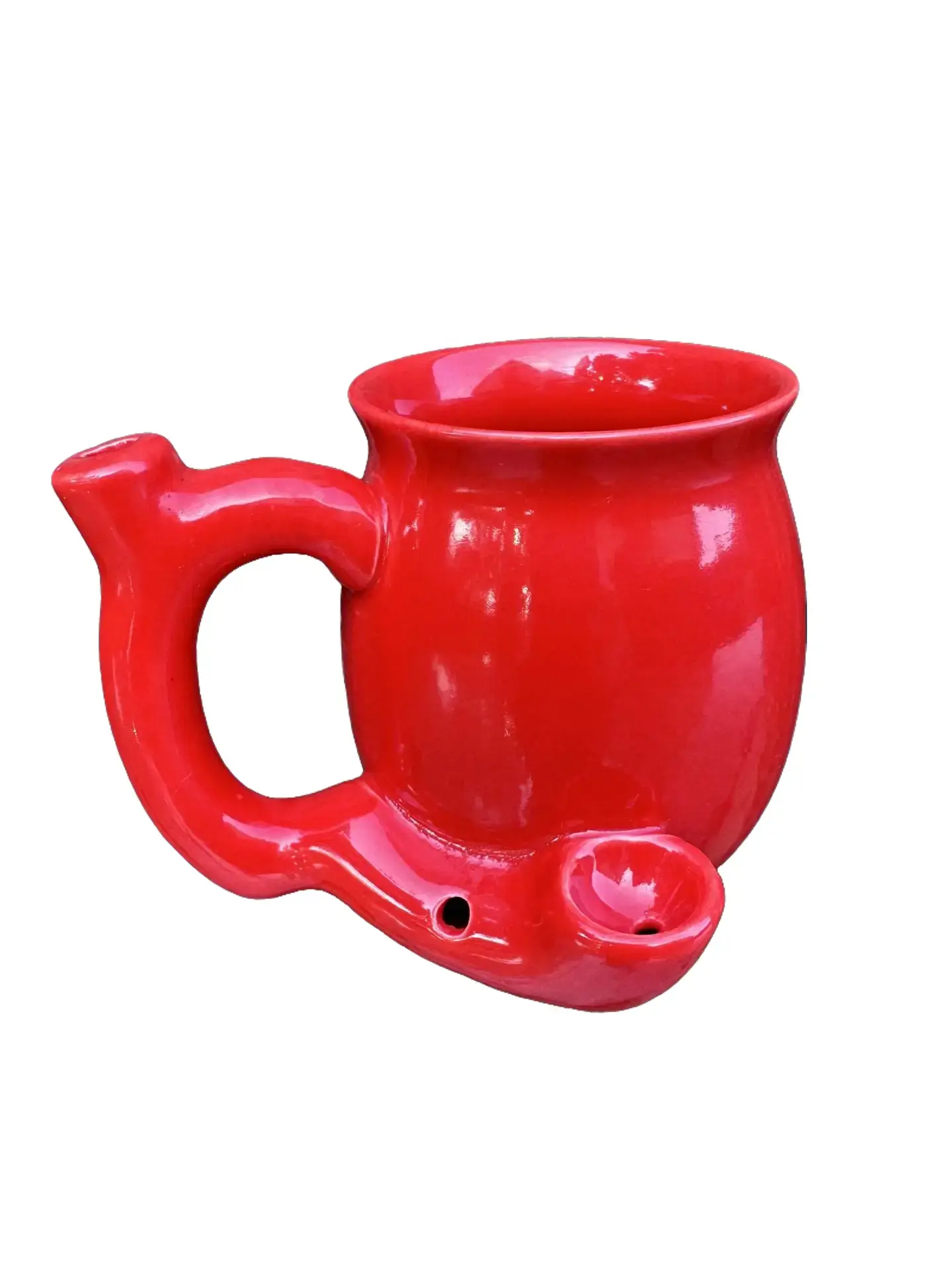 Handmade Glazed Ceramic Pottery Mug - Red Drinkware, Reusable Collectors' Conversation Piece, Cute Washable Kitchen Cup with Handle for Daily Beverages, Coffee Bar Decor