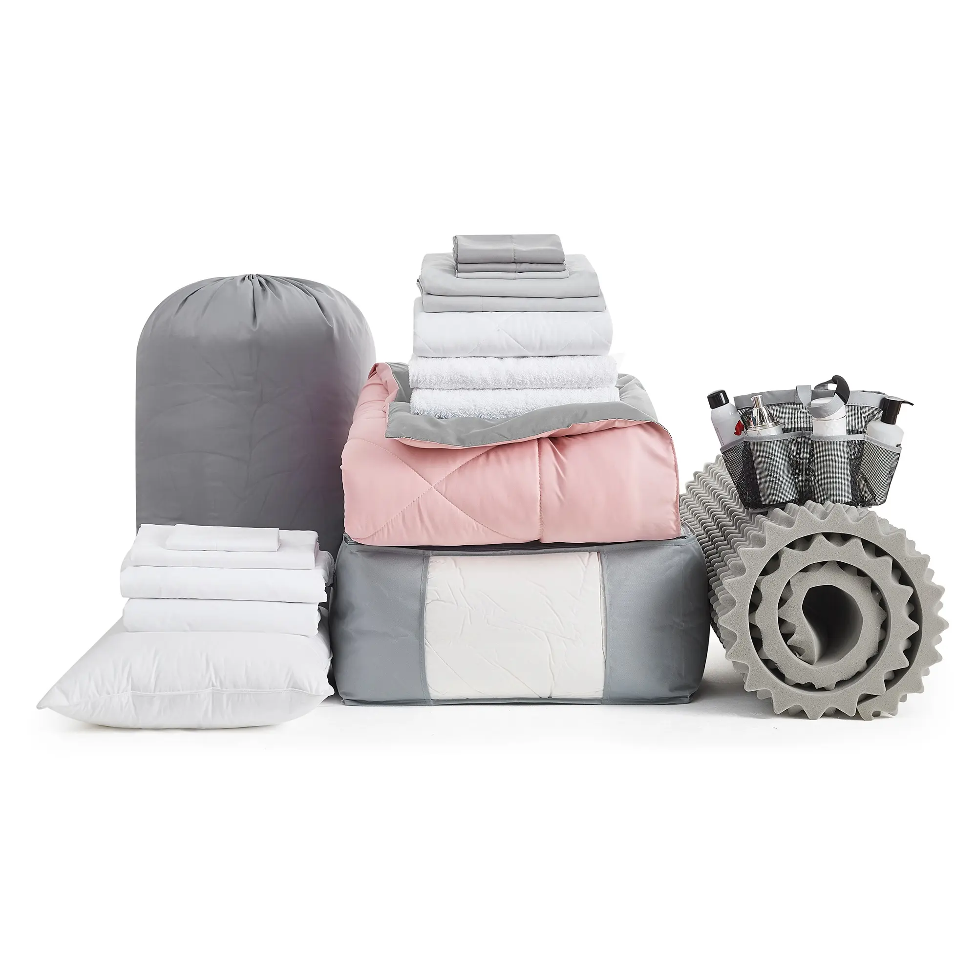 College Dorm Bedding Pack - Twin XL Bed in a Bag - Silver Pink/Ultimate Gray Color Set