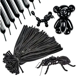260 Long Balloons 100 Pack Black Twisting Animal Balloons Thickening Latex Modeling Long Magic Balloons for Animal Model Halloween Weddings Birthdays Festival Party Decorations black