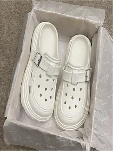 Creamy White Platform Hole Clogs for Women, Trendy Closed Toe Mules, Lightweight EVA Slides Perfect for Beach & Daily Wear Minimalist Clogs