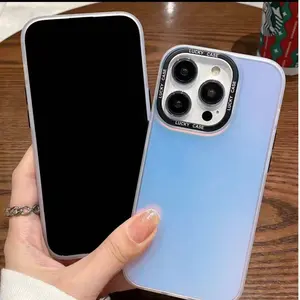 Dynamic Holographic iPhone Case for X/XS/11/12/13/14/15/16/17 Pro/Pro Max/Plus/Air | IMD Iridescent Gradient Chameleon Effect, Black Camera Lens Frame & Buttons, Slim Shockproof Protective Cover, Cute Aesthetic Phone Case for Women Girls ﻿