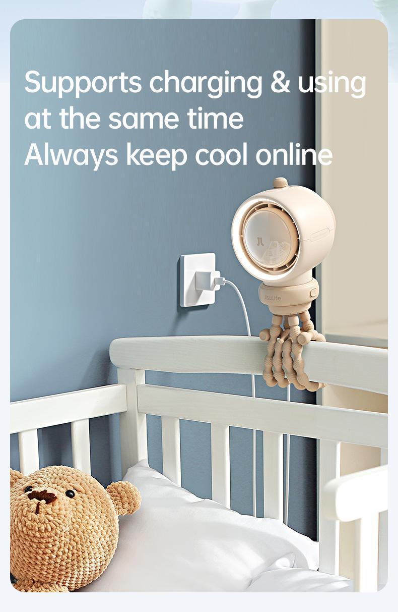 Jisulife Baby Stroller Fan Portable Large Battery Operated 100 Speeds Air Purify & Air Turbo Tech Bladeless Stroller Fan for Car Seat