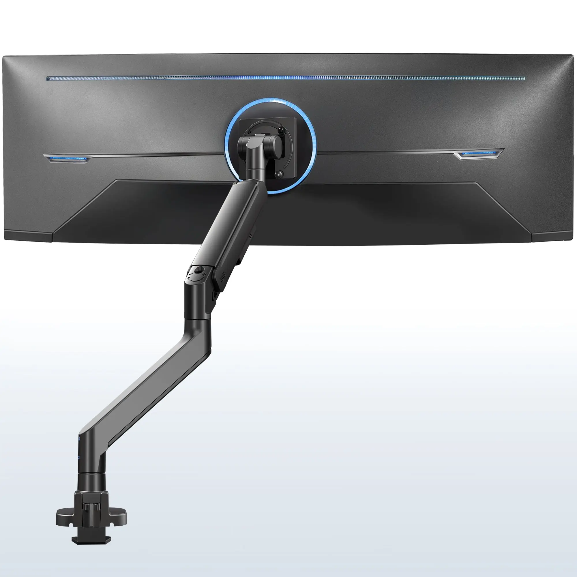 Pneumatic Arm Adjustable Computer Monitor Stand - Single Ultrawide Monitor Desk Mount, Fits Up to 57" Screens, Adjustable Monitor Mount
