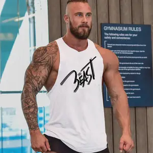 Mens Gym Muscle Stringer Vest Fitness Strong Custom Compression Tank Top for Men