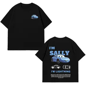 Sally Carrera I’m Sally I’m Lightning Graphic T-Shirt Gildan Unisex Tee, Vintage Cartoon Racing Car Shirt, Retro 90s Streetwear Tee, Double Side Print Graphic Shirt, Casual Cotton Tee for Men Women