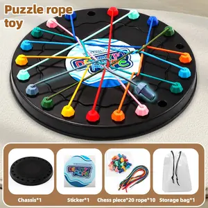 1 box + Rope Solving Battle Challenge Puzzle Toy - Rope Lacing Toy for Children - Rope Decoding Game for Logical Training, Comes with 10 ropes, Enhances logical thinking and creativity, An educational game, flexible rope pieces, family, Tabletop Games