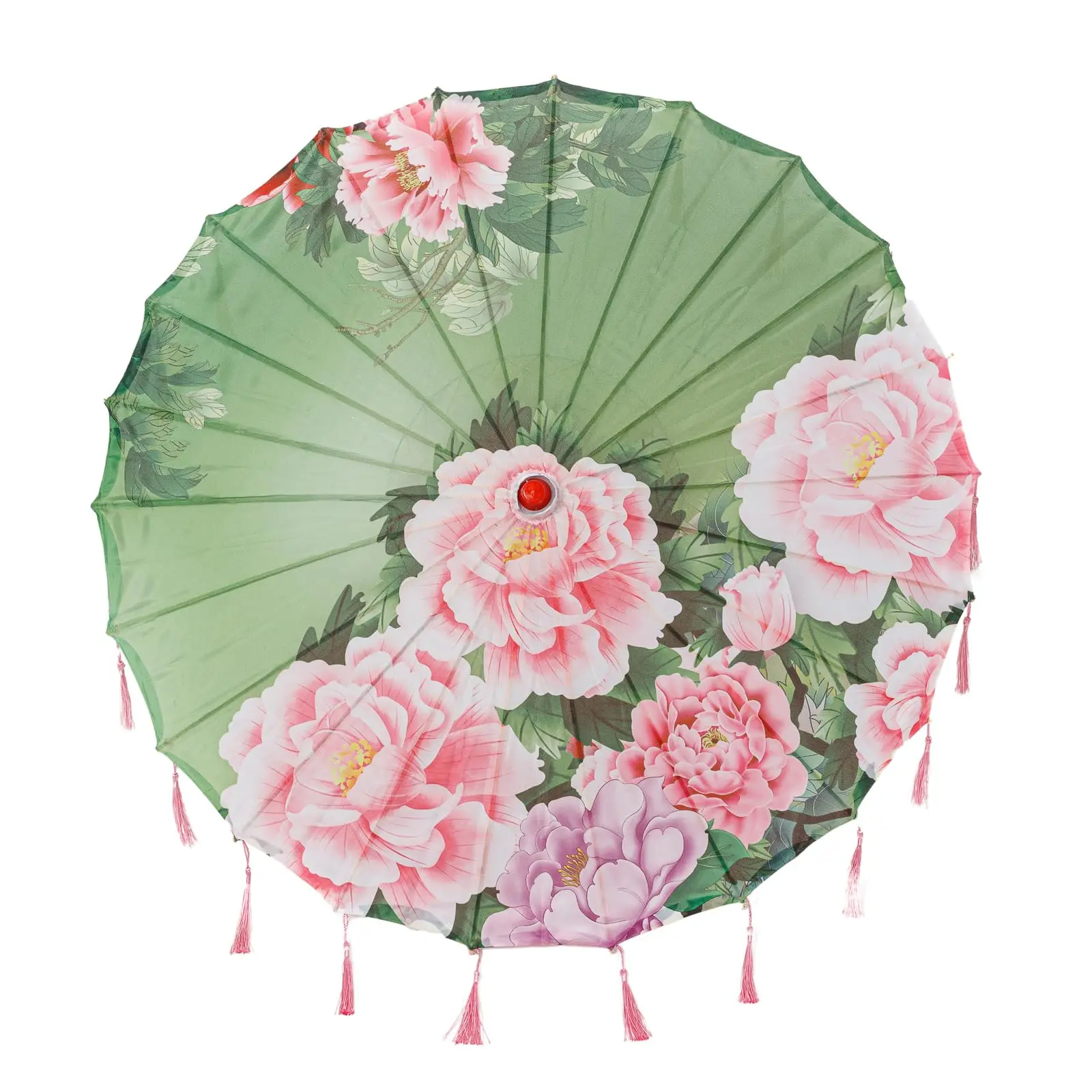 THY COLLECTIBLES 22in Classic Kids' Silky Silk Umbrella - Bamboo Frame, Traditional Chinese Art, Asian Motifs, Durable, Tassels, Sun-Proof for Wedding Photography, Costumes (Youth/Child Home Supply Parasol)