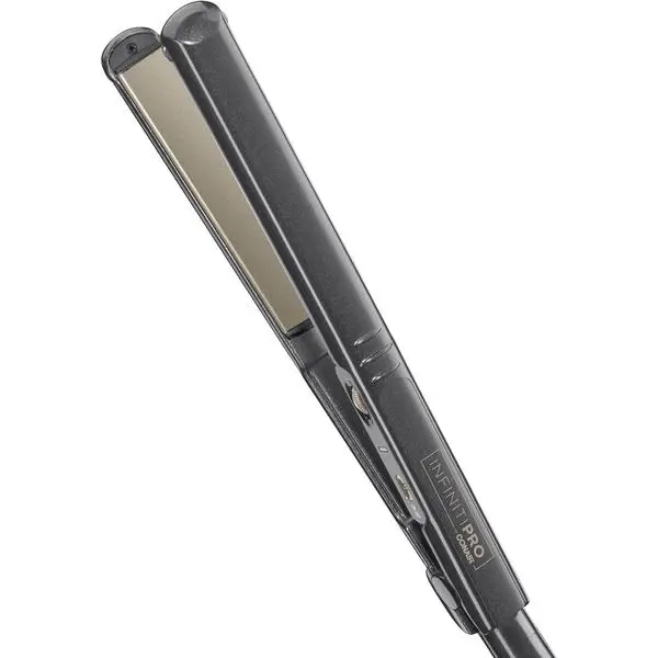 INFINITIPRO BY CONAIR Tourmaline Ceramic 1-Inch Flat Iron Hair Straightener, 1-Inch Flat Iron to Straighten or Curl, 5 Heat Settings, for All Hair Types and Textures, Metallic Gray