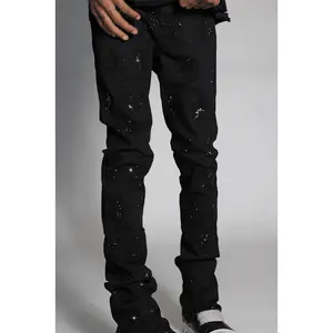 Shyne Black Rhinestone Stacked Flare Jean