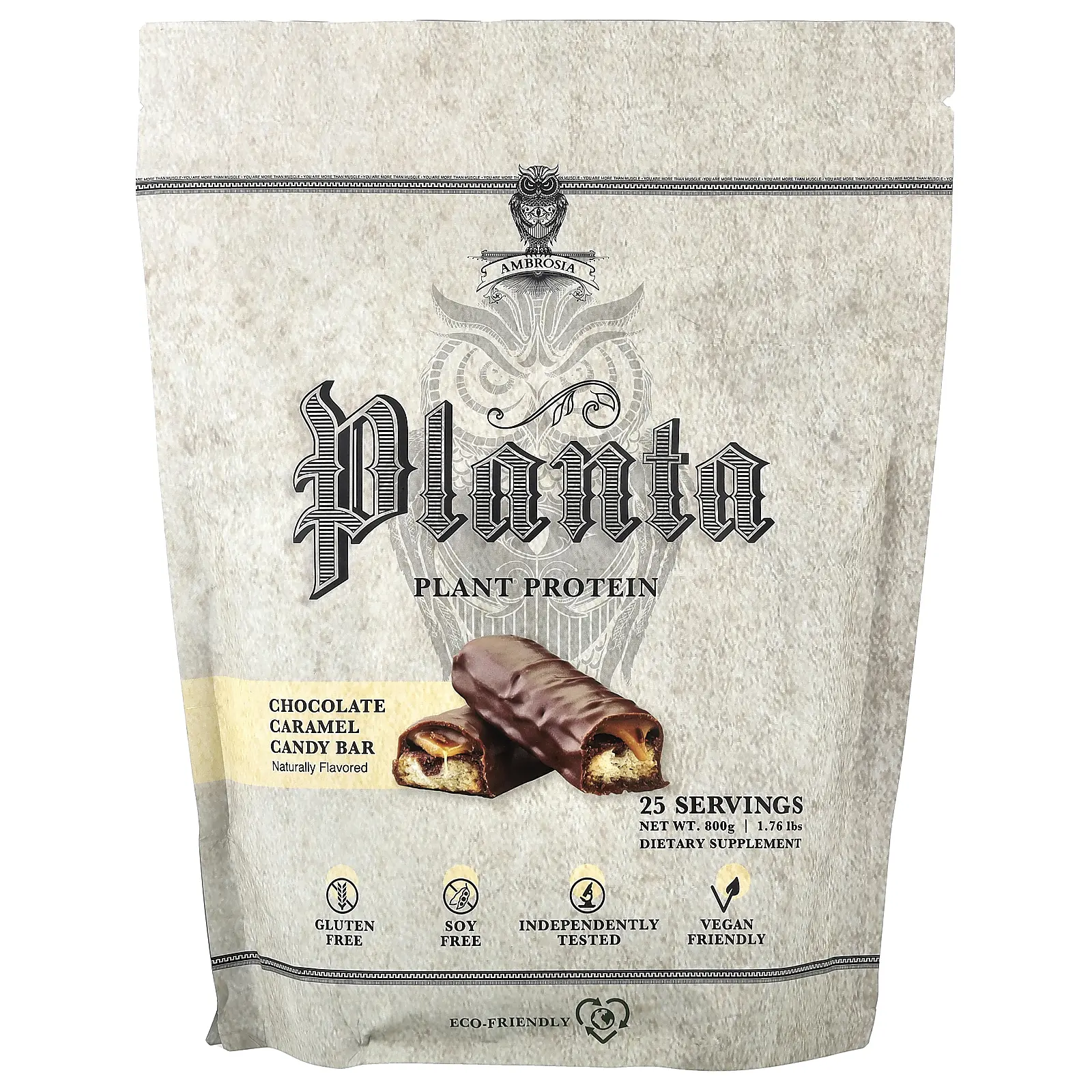Ambrosia Collective Planta, Plant Protein, Chocolate Caramel Candy Bar, 1.76 lbs (800 g)
