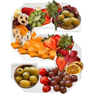 Plastic Fillable Letter Charcuterie Box, 10in Reusable Alphabet Shaped Tray for Birthday Anniversaries, Party Decorative Serving Plates Display Candy (Letter S)
