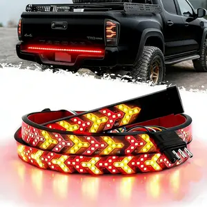 1/2 PACK Fisnbone Shaped 60-Inch LED Tailgate Light Bar Strip | Waterproof  Arrow Turn Signals, Red & Amber Bright LEDs for Pickup, Trailer, SUV, RV, Van, Ambient Lighting Lightbar, Universal LED Tailgate Light Bar
