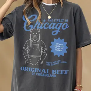Retro Original Beef Restaurant Graphic Tee  Funny Bear T-Shirt  Vintage Chicagoland TV Show Shirt  Carmi Jeremy Allen White Bear Merch