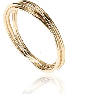 14K Plated Interlocked Rolling Anxiety Fidget Ring for Women and Men - Stacking Gold Ring