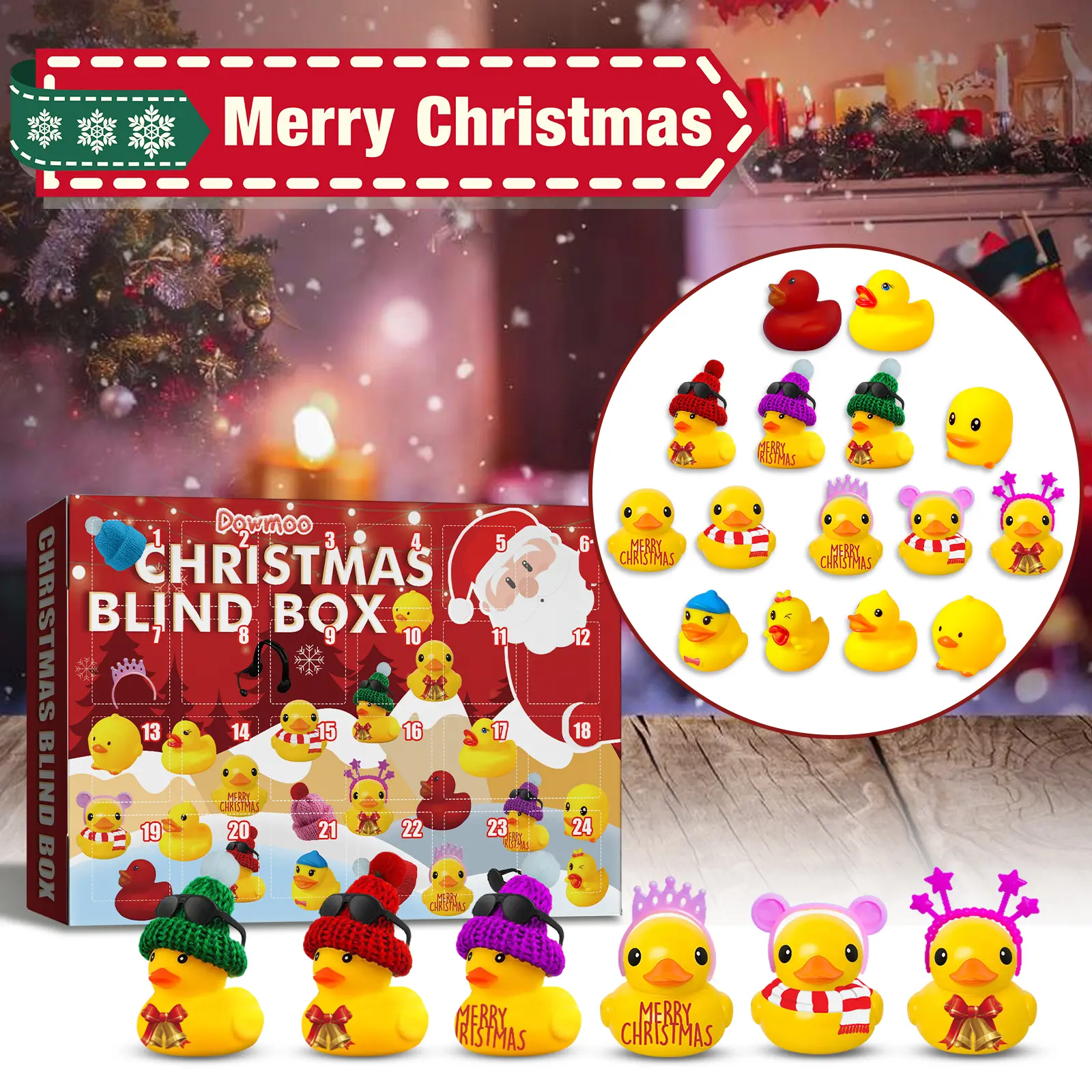 Dowmoo Christmas Rubber Duckling Arrival Calendar 24-panel Cartoon Gift Duckling Blind Box，Black Friday, Christmas gifts, Halloween gifts