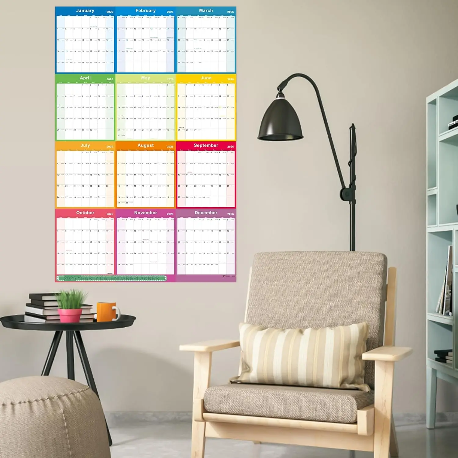 2026 Yearly Wall Calendar annual calendar 2026 2026 Yearly Wall Calendar&Planner with Thick Paper January 2026 - December 2026 X Large 34.7" x 22.8" 2026 Yearly Planner Yearly Wall Calendar
