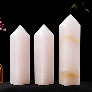 Natural Rose Calcite Crystal Tower – Hand-Carved Polished Obelisk for Love, Healing & Energy Alignment