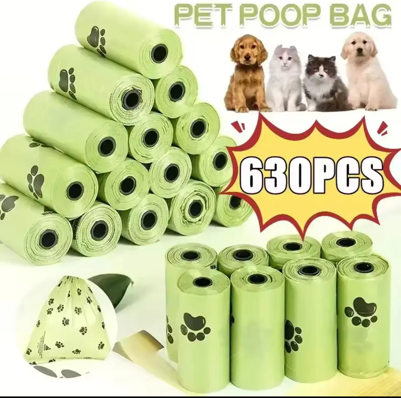 Eco-Friendly Biodegradable Dog Poop Bags - Extra Strong, Leak-Proof, Compact & Portable for Long Walks - Keep Your Walks Clean and Green