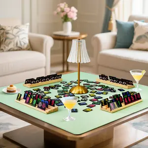 Rummy Cube 6 Player Edition with 6 Wooden Racks 160 Acrylic Tiles (1.5'') Rummy Game with Bag 6 Player Travel Size Rummy Game Large Number Rummy Tiles Game Set for Family Classic Board Games (Black)