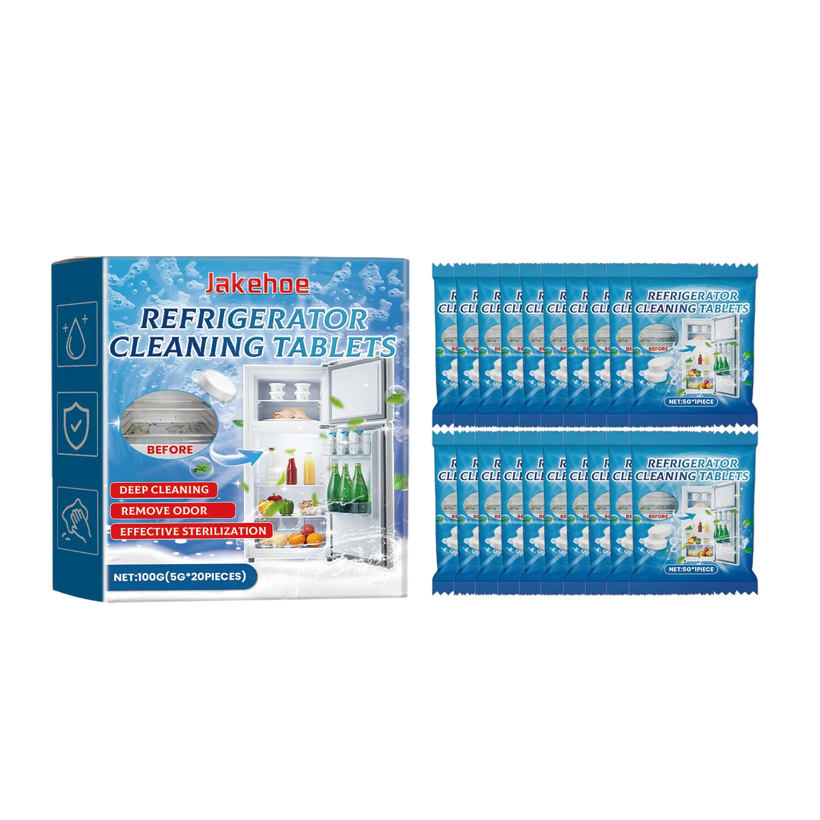 Household Scented Multipurpose All-Purpose Cleaners - Refrigerator Cleaning Tablets for Removing Grease, Odors, Mold from Refrigerators, Microwaves, Ovens, Pot