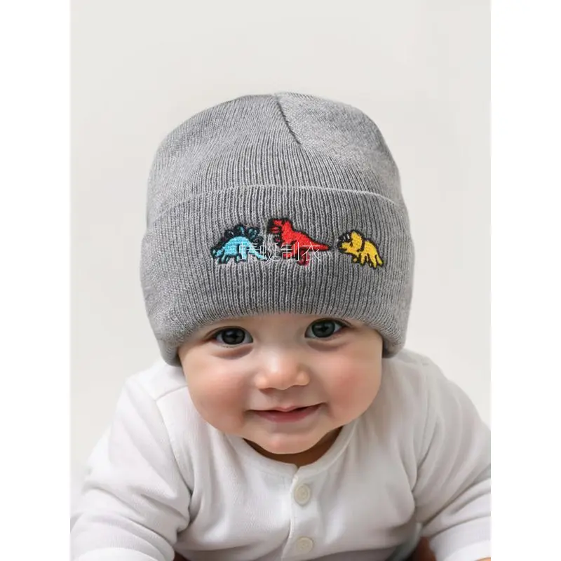 Dinosaur Toddler Beanie, Warm Cuffed Acrylic Knit Animal Winter Hat for Kids Ages 1-3 Years, for Casual Outdoor Activities, Dinosaurs, 2 - 3 Years, 1-3Y