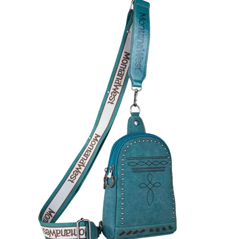 Montana West Boot Stitch Studded Crossbody Bag