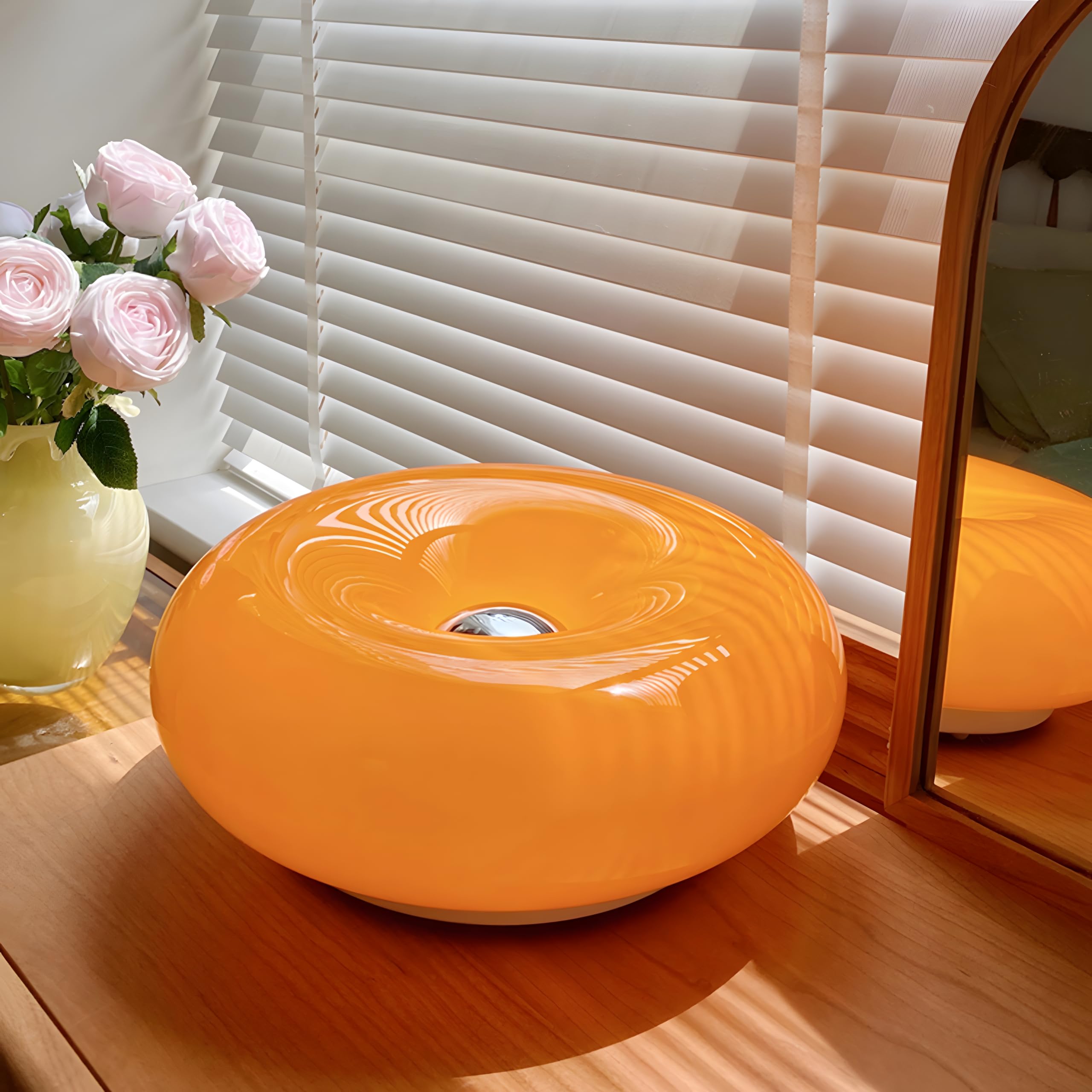 Modern Orange Donut Lamp, Plug-in Bedside Lamp & Wall Sconce, Mid-Century Modern Decor Wall Mount Light, Creative Orange Ambient Lighting for Living Room, Reading Room & Hallway multifunctional tool