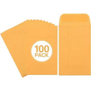 Coin Envelopes 100 PCS 2.25x 3.5" Brown Small Parts Envelope with Gummed Flap Kraft Seed Envelopes for Garden, Home and Office