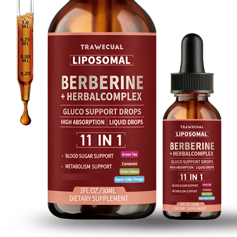 11-in-1 Berberine Liquid Drops, Healthy Dietary Botanical Supplement with Ceylon Cinnamon, Green Tea Extract - Natural Metabolic & Energy Support, 30ML