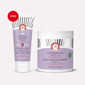 Ingrown Hair Pads 60ct & KP Bump Eraser Body Scrub Strawberry 2oz FREE Exfoliating Duo for Bump-Free Skin