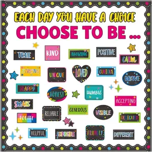Motivational Bulletin Board Set Colorful Inspirational Decoration for Classroom Motivational Posters Choose to Be Positive Accent Cutouts Colorful Bulletin Boards for Teachers School Wall Supplies