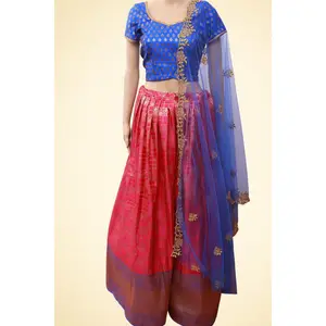 Allover Weaving Design Benarasi Pattu Pavadai/Lehenga With Kanchi Border